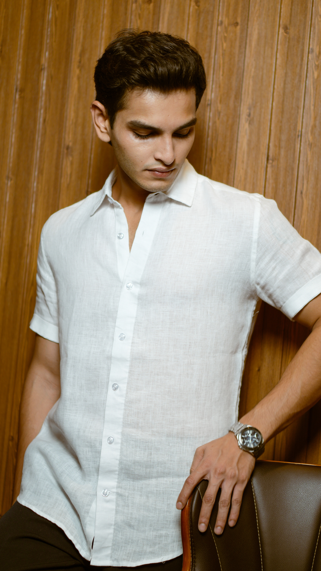 Classic White Short Sleeve Linen Shirt
