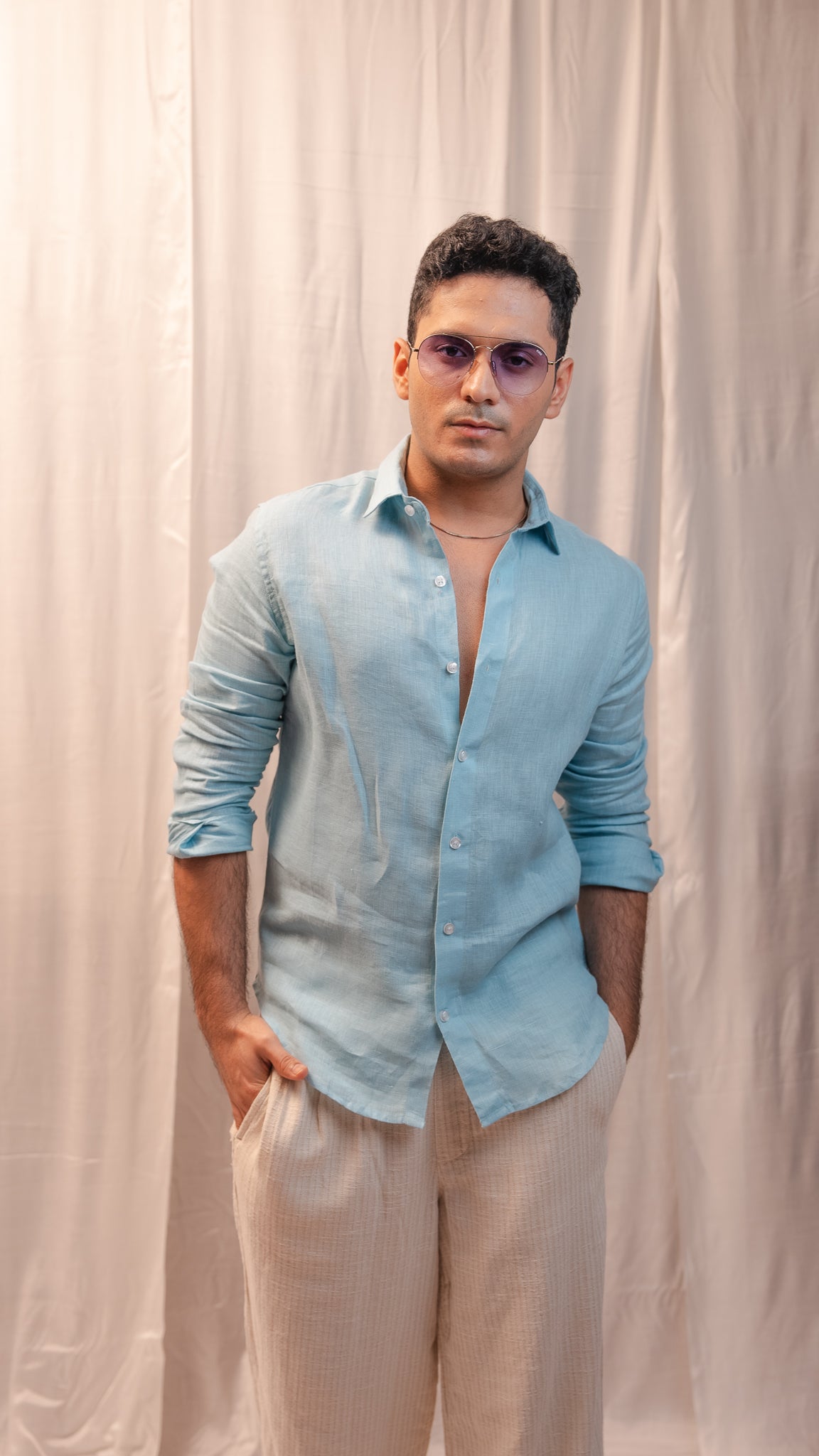 Azure Mist Linen Shirt